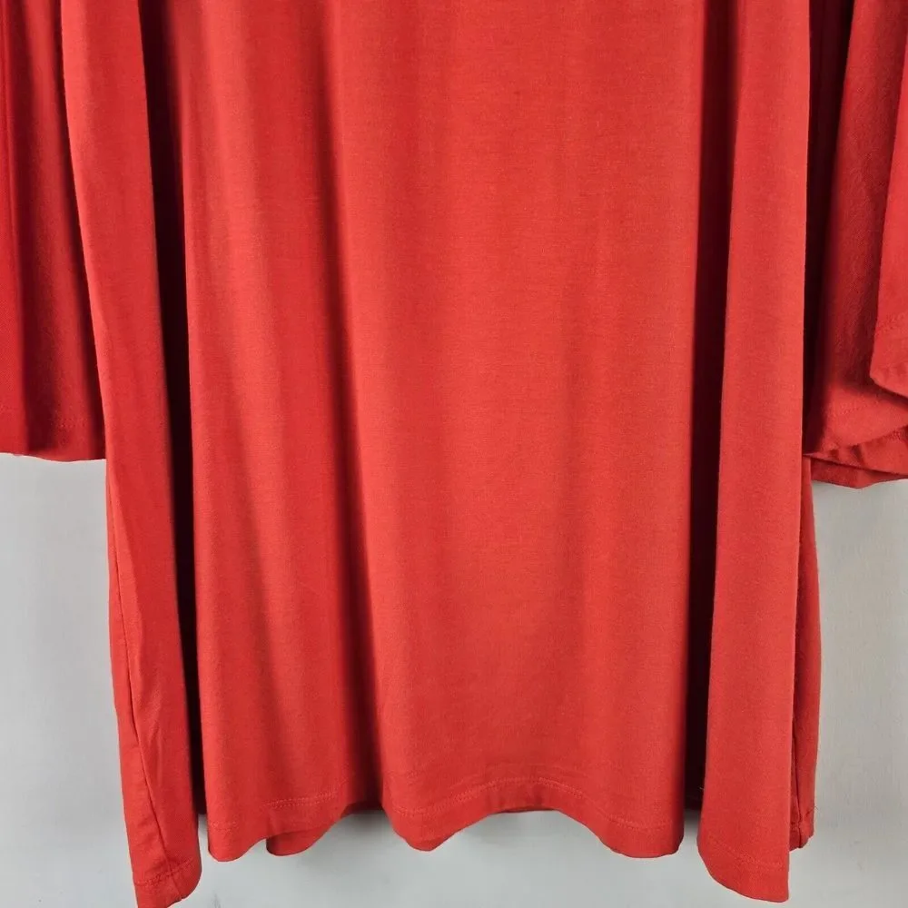 LOFT Womens Dress Size Small‎ Orange Swing Dress Long Bell Sleeve V-Neck.C145 - Picture 4 of 11